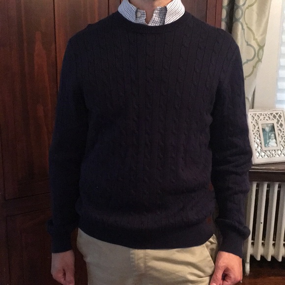brooks brothers cotton cable crew neck sweater